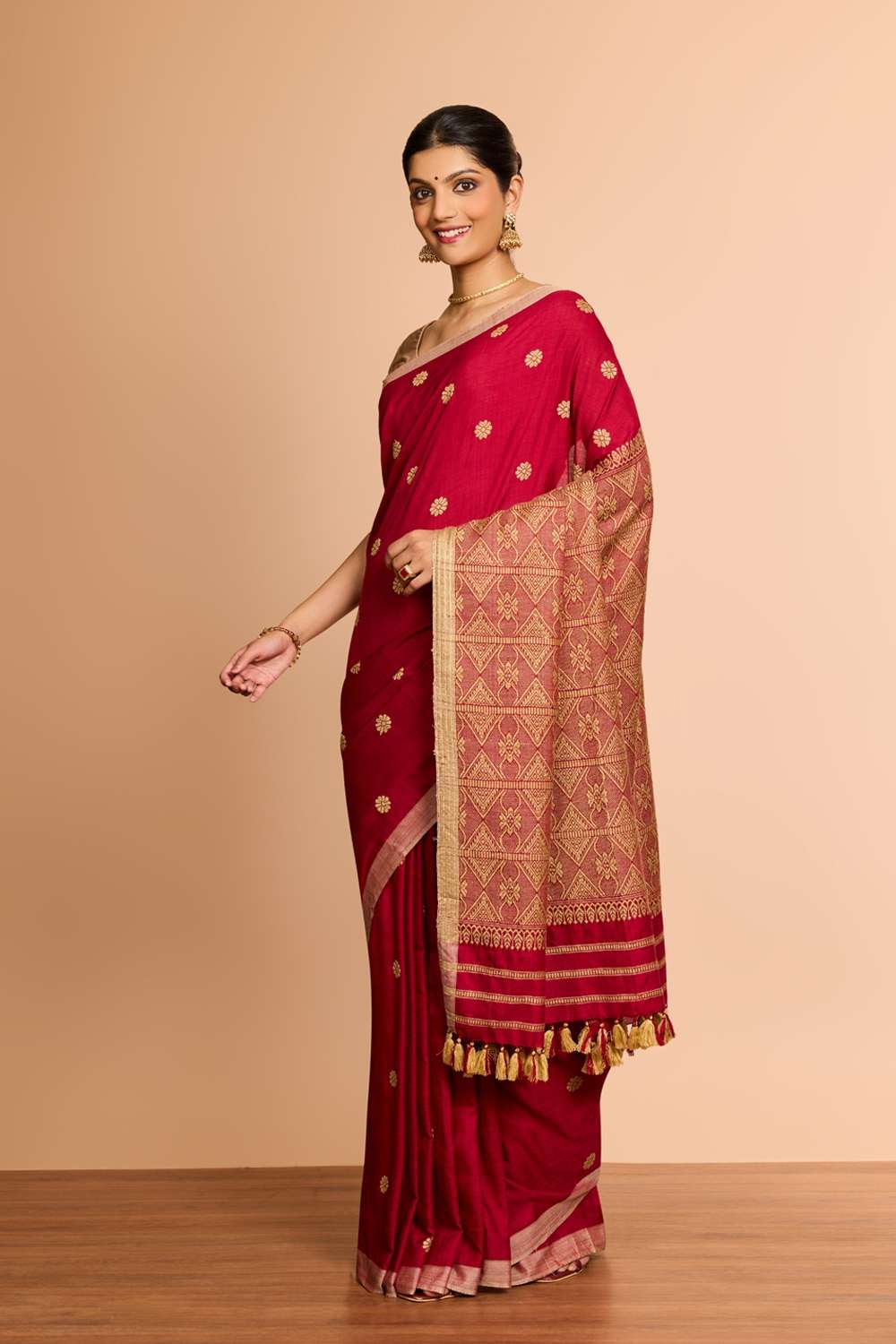 Light Red Assam Woven Pure Eri Saree image number null