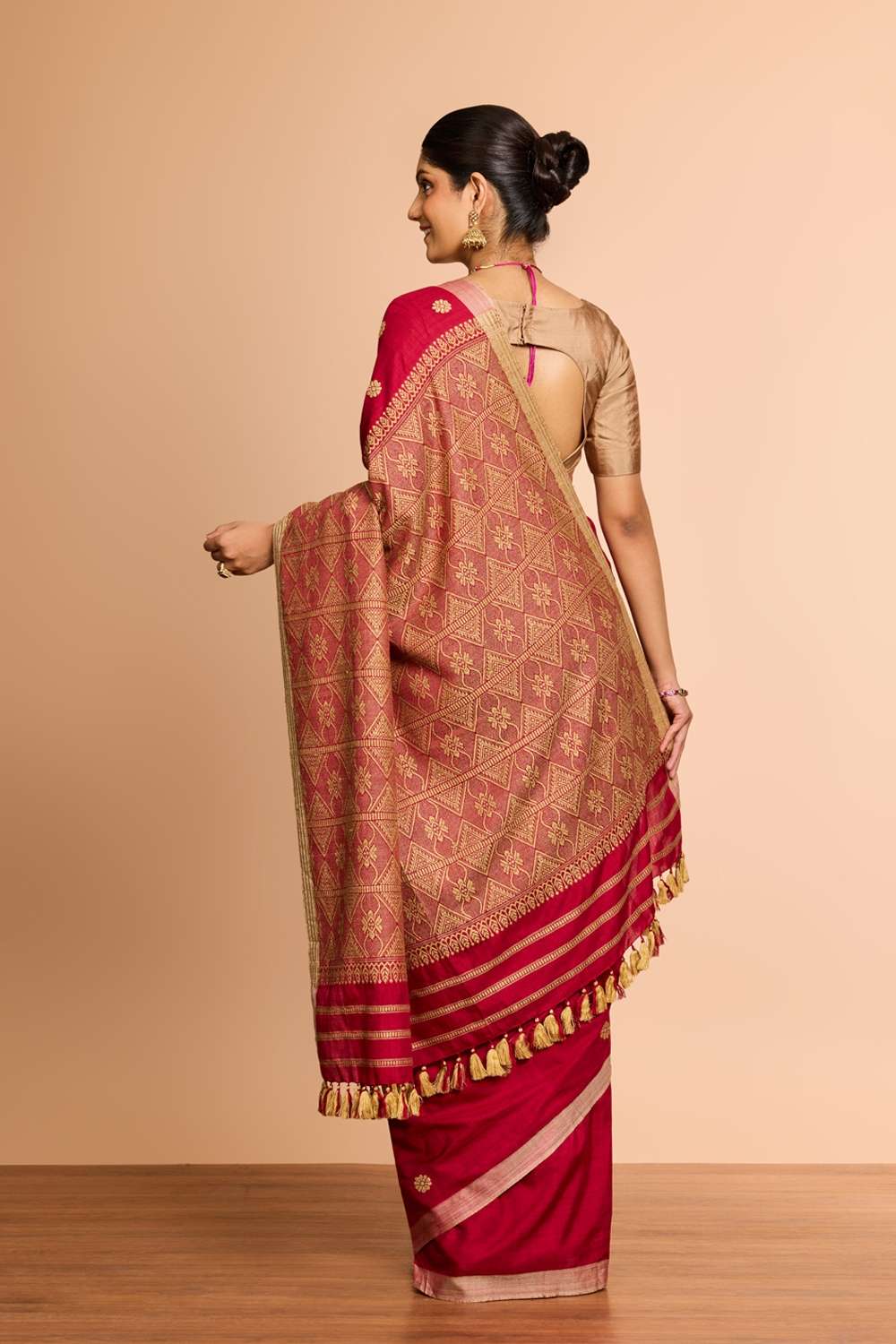 Light Red Assam Woven Pure Eri Saree image number null