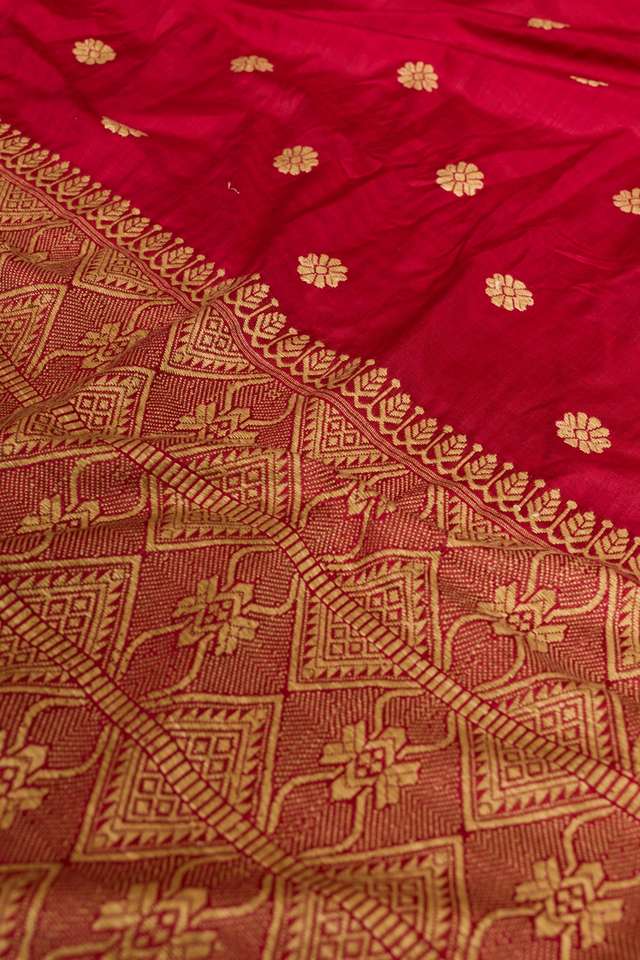 Light Red Assam Woven Pure Eri Saree thumbnail image number null