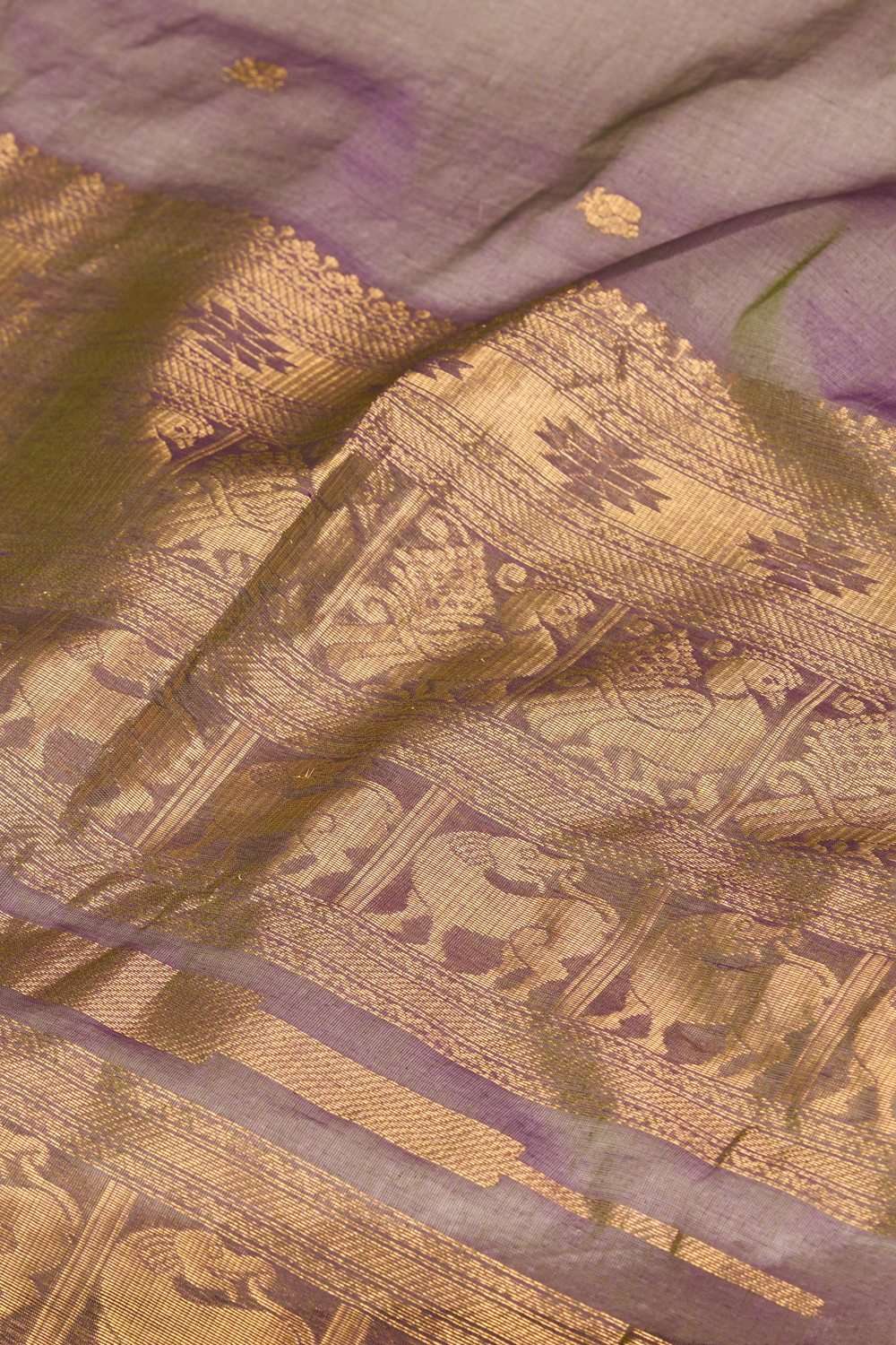 Violet Cotton Woven Saree image number null