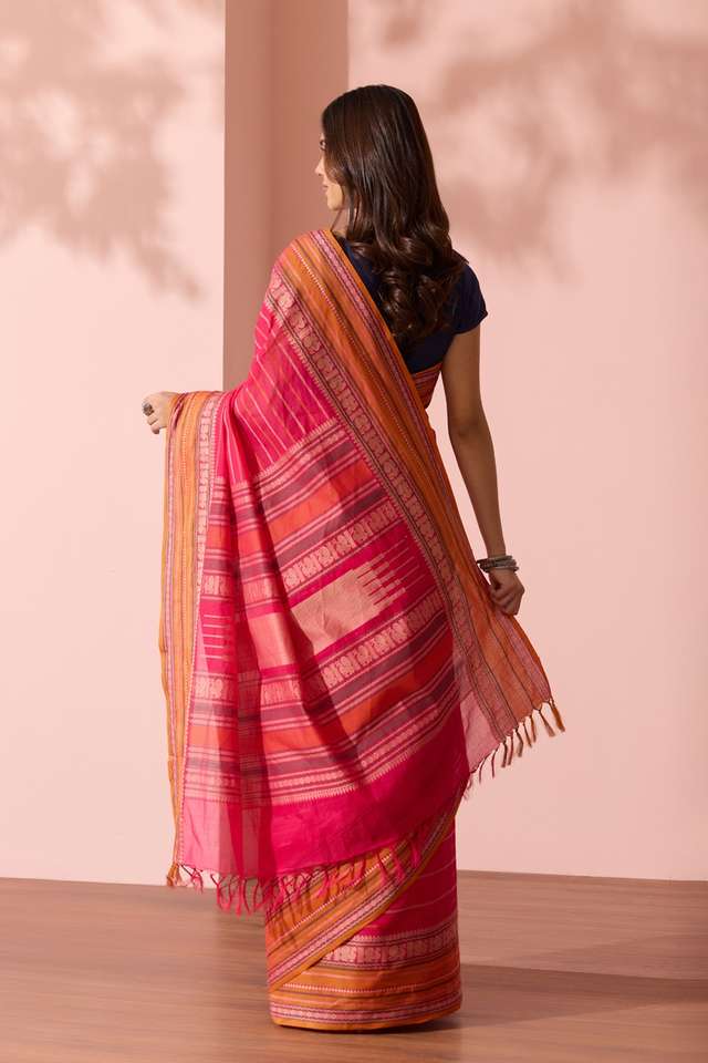 Pink Woven South Pure Cotton Saree thumbnail image number null