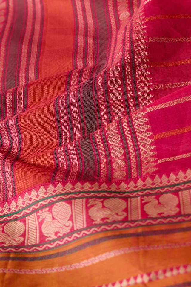Pink Woven South Pure Cotton Saree thumbnail image number null