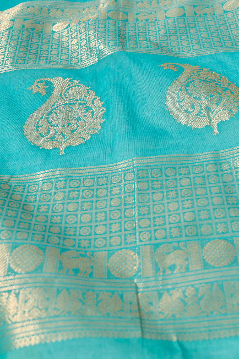 Light Blue Woven Pure Cotton Saree image number null