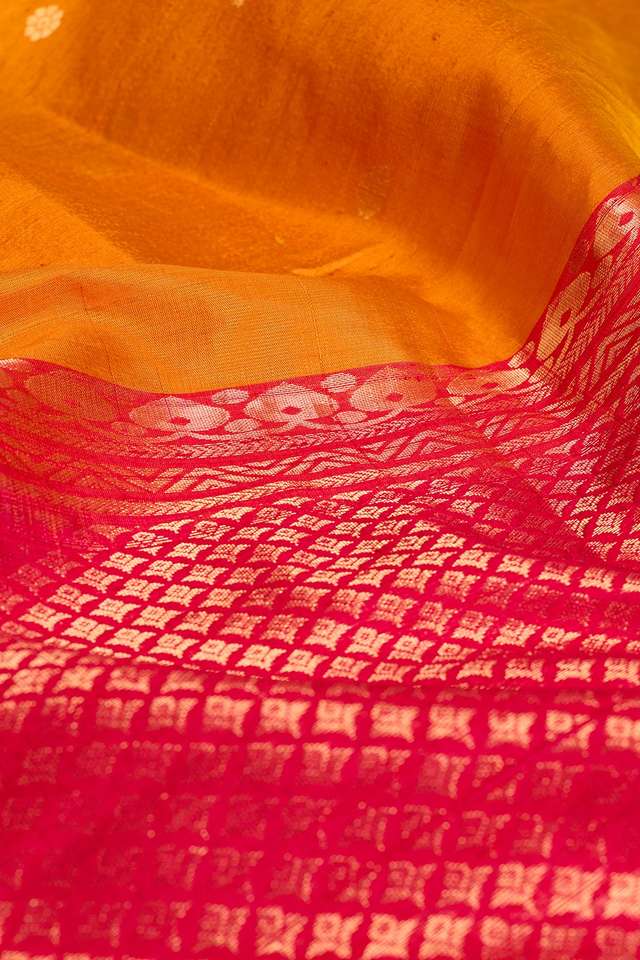 Orange Woven Soft Pure Silk Tussar Saree thumbnail image number null