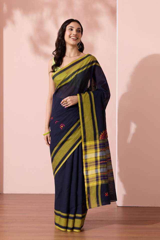 Dark Blue Karnataka Pure Cotton Lambani Saree thumbnail image number null