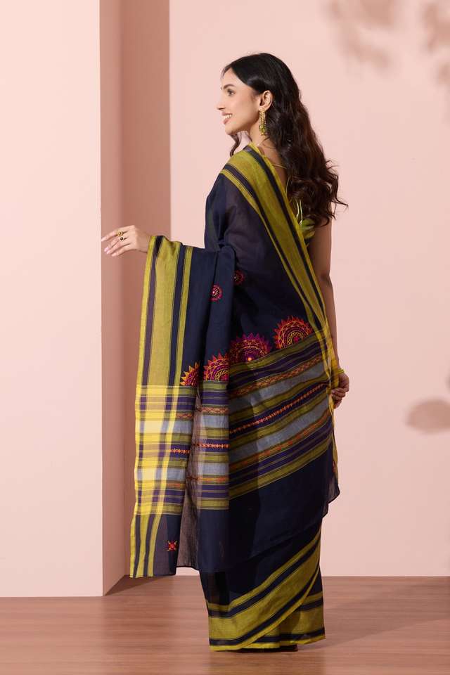 Dark Blue Karnataka Pure Cotton Lambani Saree thumbnail image number null