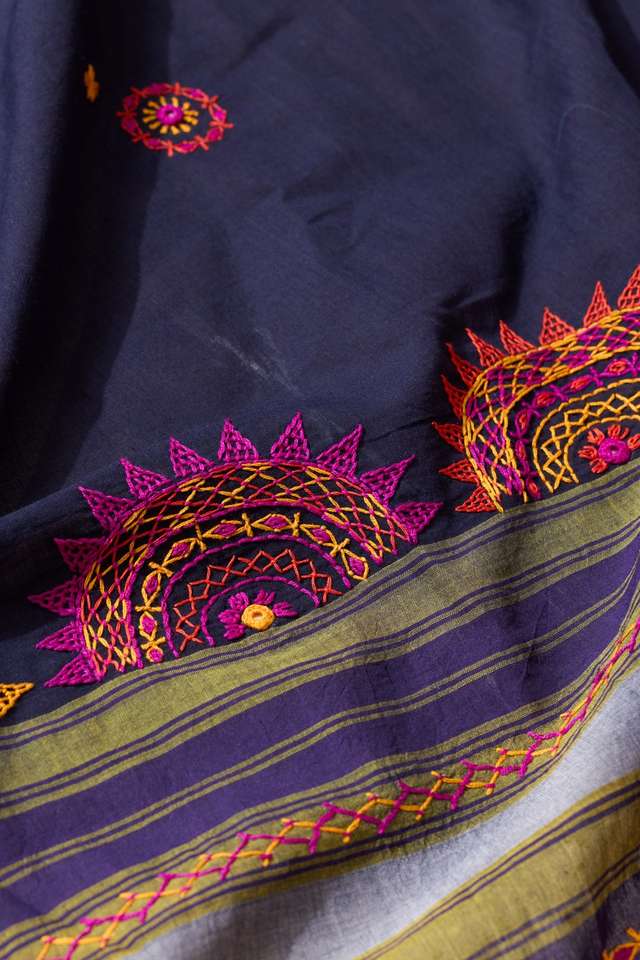 Dark Blue Karnataka Pure Cotton Lambani Saree thumbnail image number null