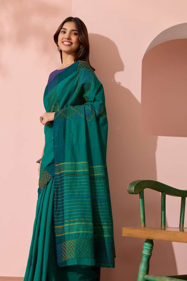 Green Karnataka Pure Cotton Lambani Saree