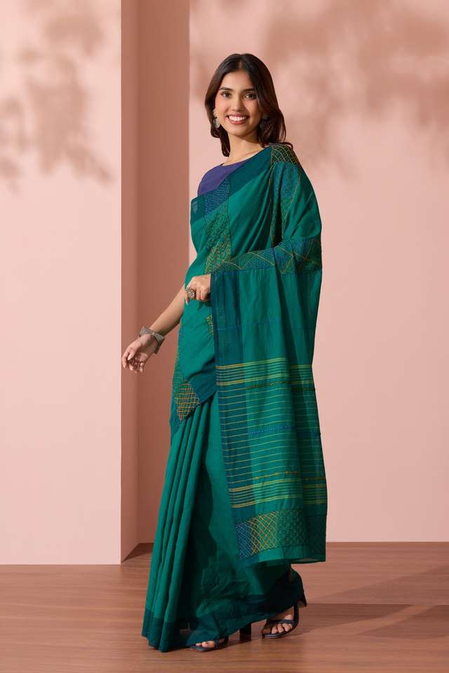 Green Karnataka Pure Cotton Lambani Saree thumbnail image number null
