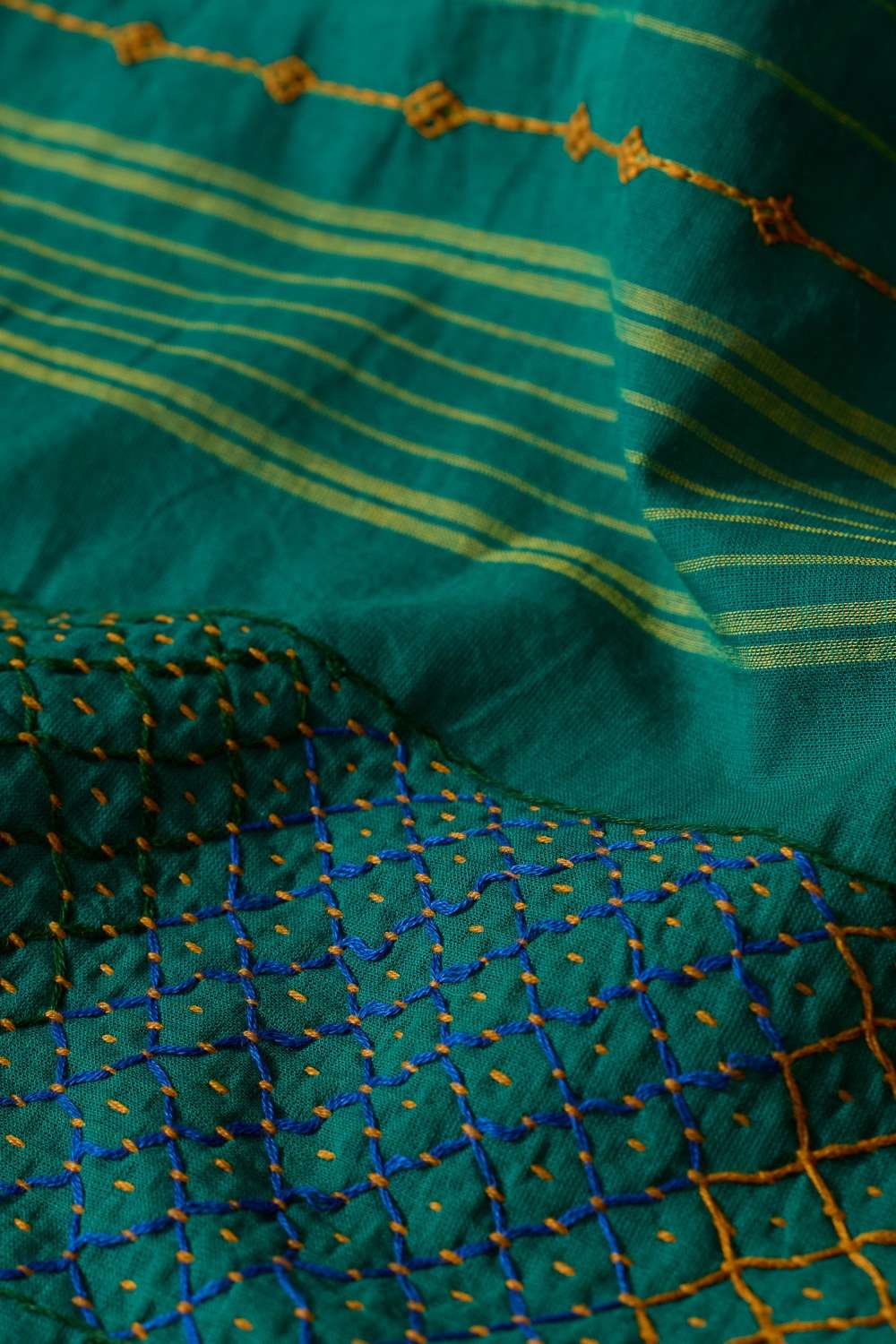 Green Karnataka Pure Cotton Lambani Saree image number null