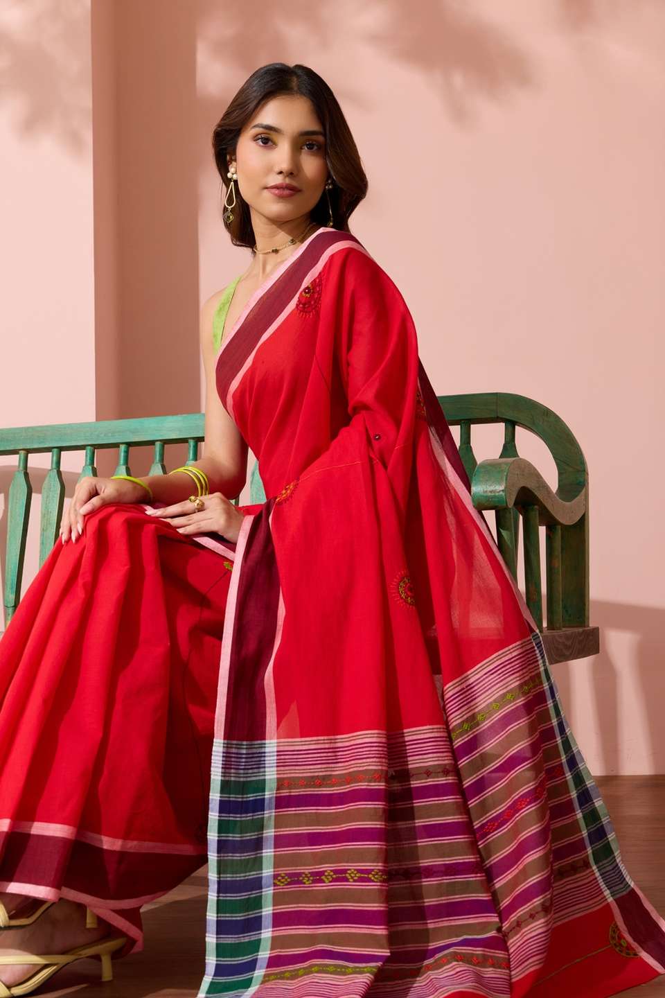 Red Karnataka Pure Cotton Lambani Saree