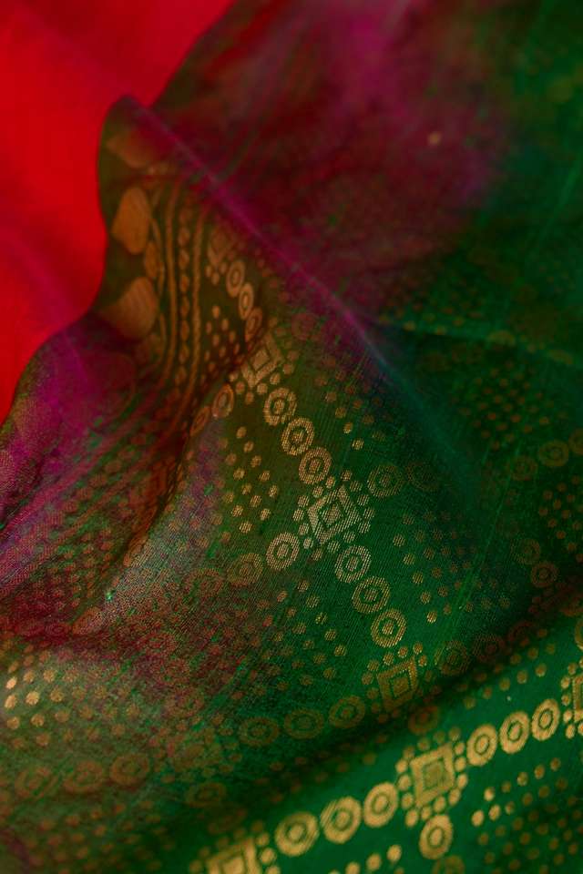 Red Woven Pure Silk Tussar Saree thumbnail image number null