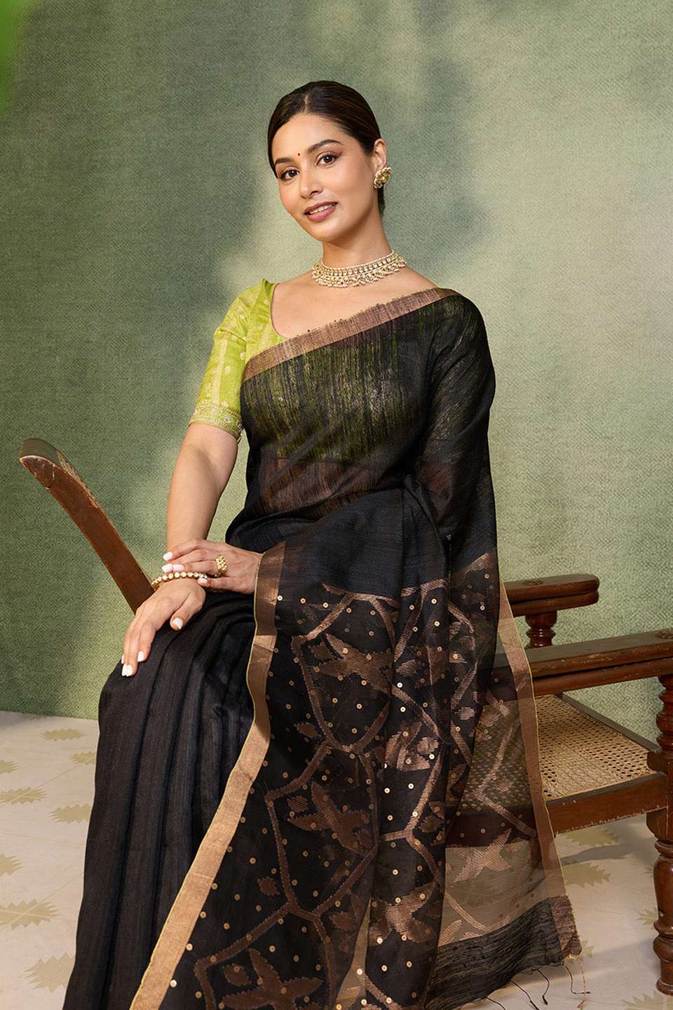 Black Bengal Pure Silk Vanya Jamdani Saree