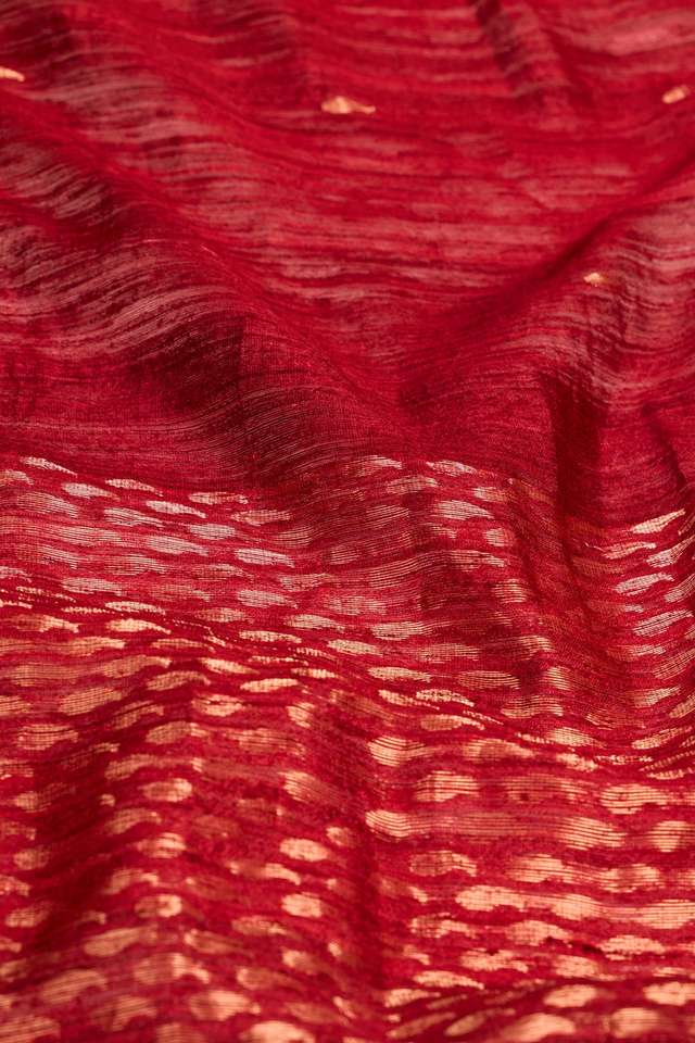 Dark Red Woven Pure Silk Vanya Bengal Saree thumbnail image number null