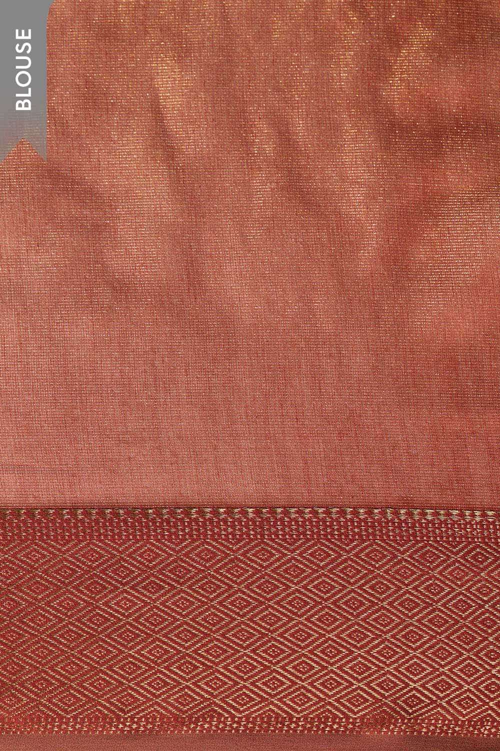 Red Woven Pure Tissue Cotton Maheshwari Saree image number null