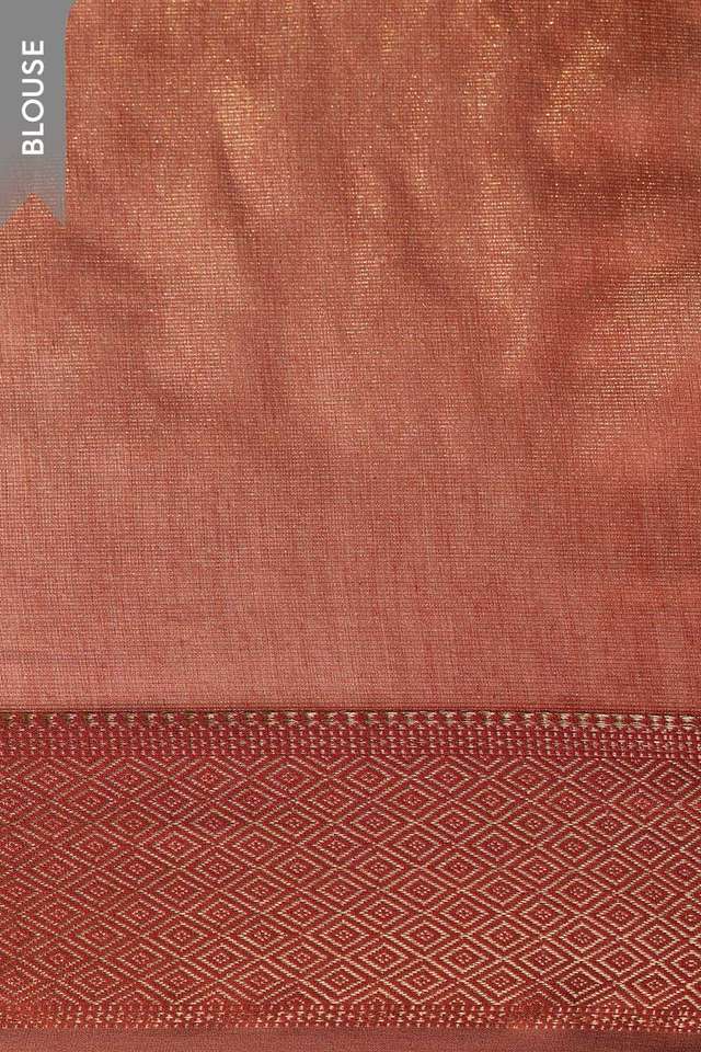 Red Woven Pure Tissue Cotton Maheshwari Saree thumbnail image number null