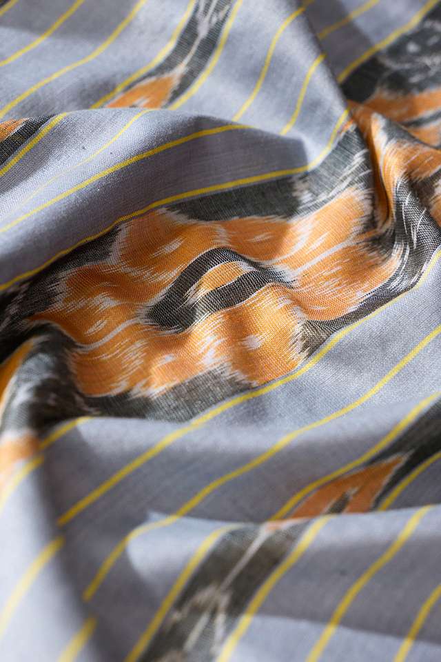 Yellow Ikat Pure Tussar Silk Gopalpur Saree thumbnail image number null