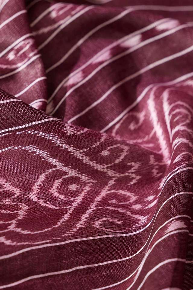 Violet Ikat Pure Tussar Silk Gopalpur Saree thumbnail image number null