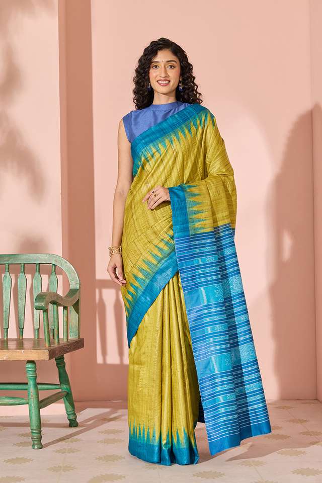 Light Green Ikat Pure Tussar Silk Gopalpur Saree thumbnail image number null