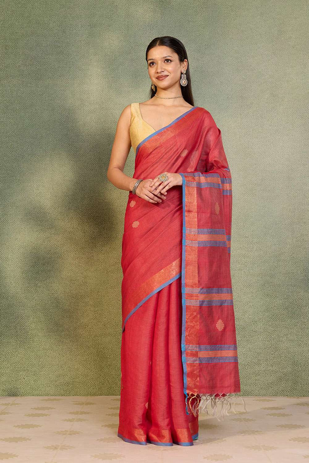 Red Bhagalpur Woven Silk Viscose Saree image number null