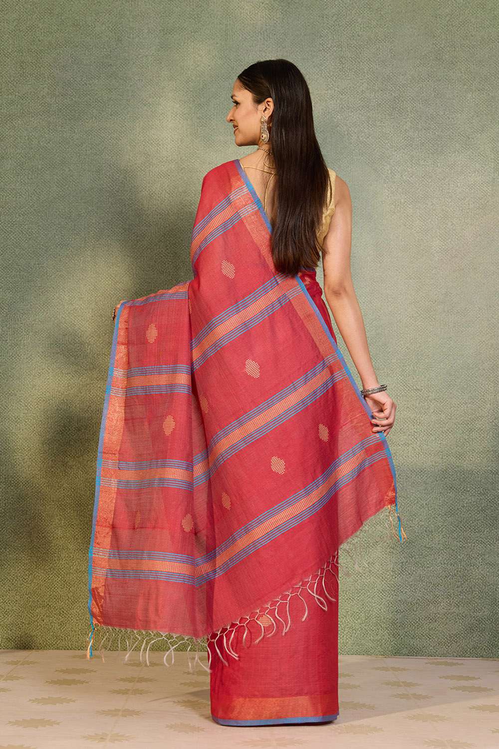 Red Bhagalpur Woven Silk Viscose Saree image number null