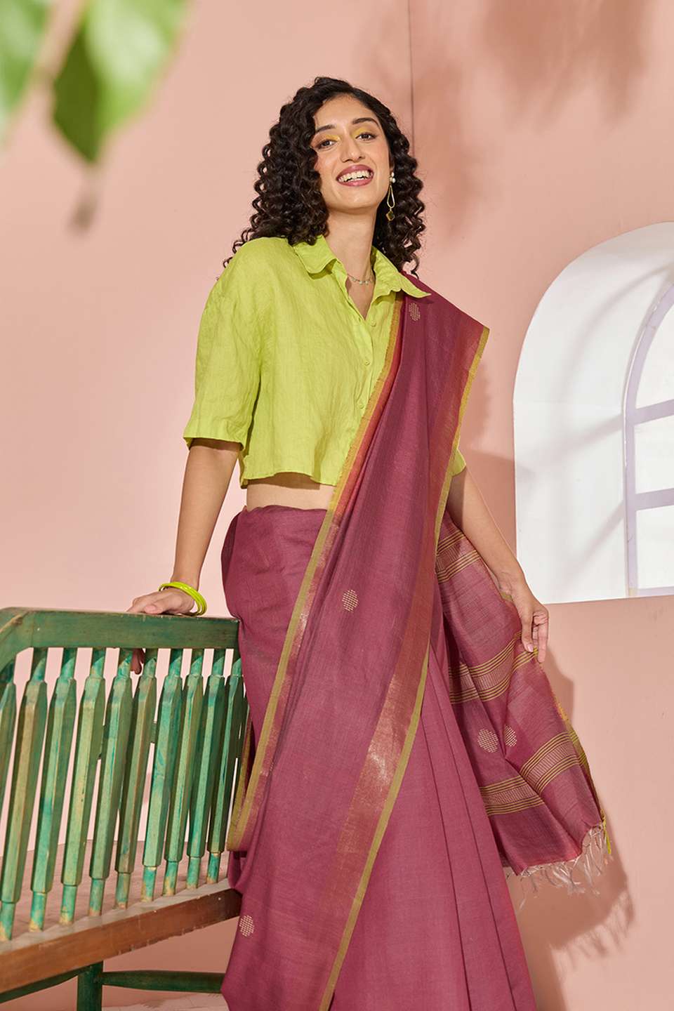 Red Woven Silk Viscose Bhagalpur Saree