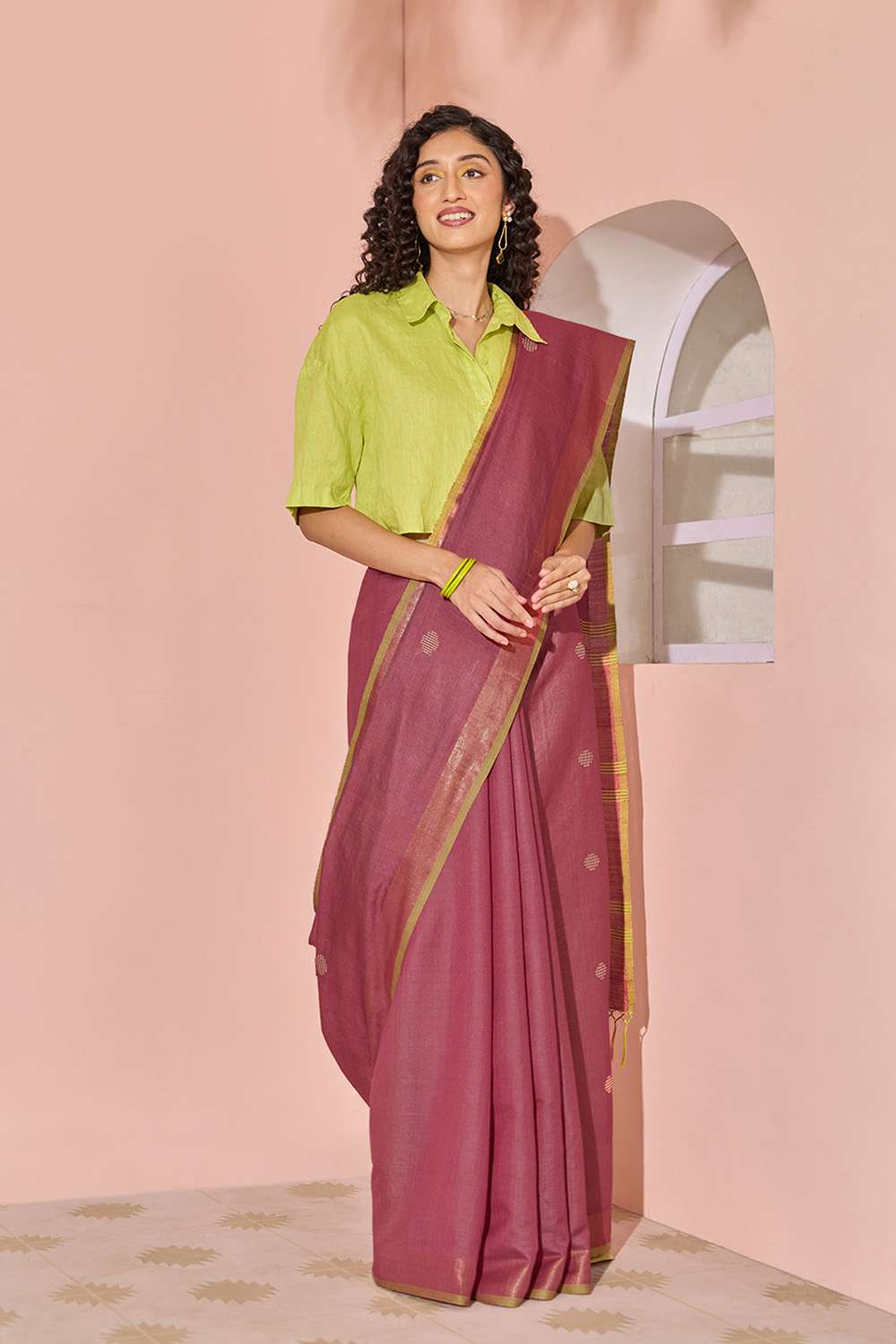 Red Woven Silk Viscose Bhagalpur Saree image number null