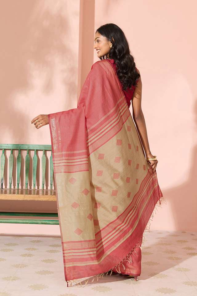 Red Woven Silk Viscose Bhagalpur Saree thumbnail image number null