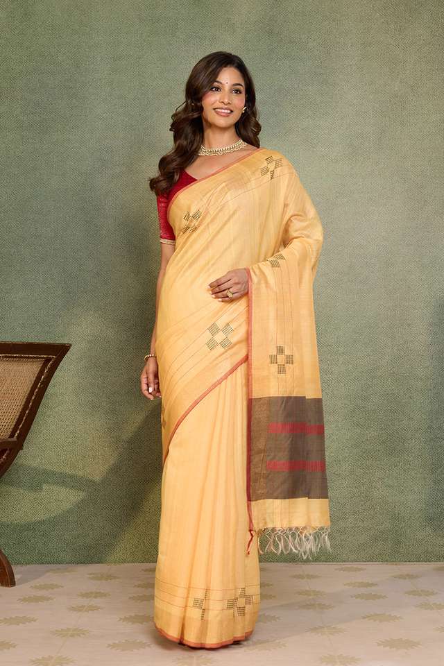 Light Orange Bhagalpur Woven Silk Viscose Saree thumbnail image number null