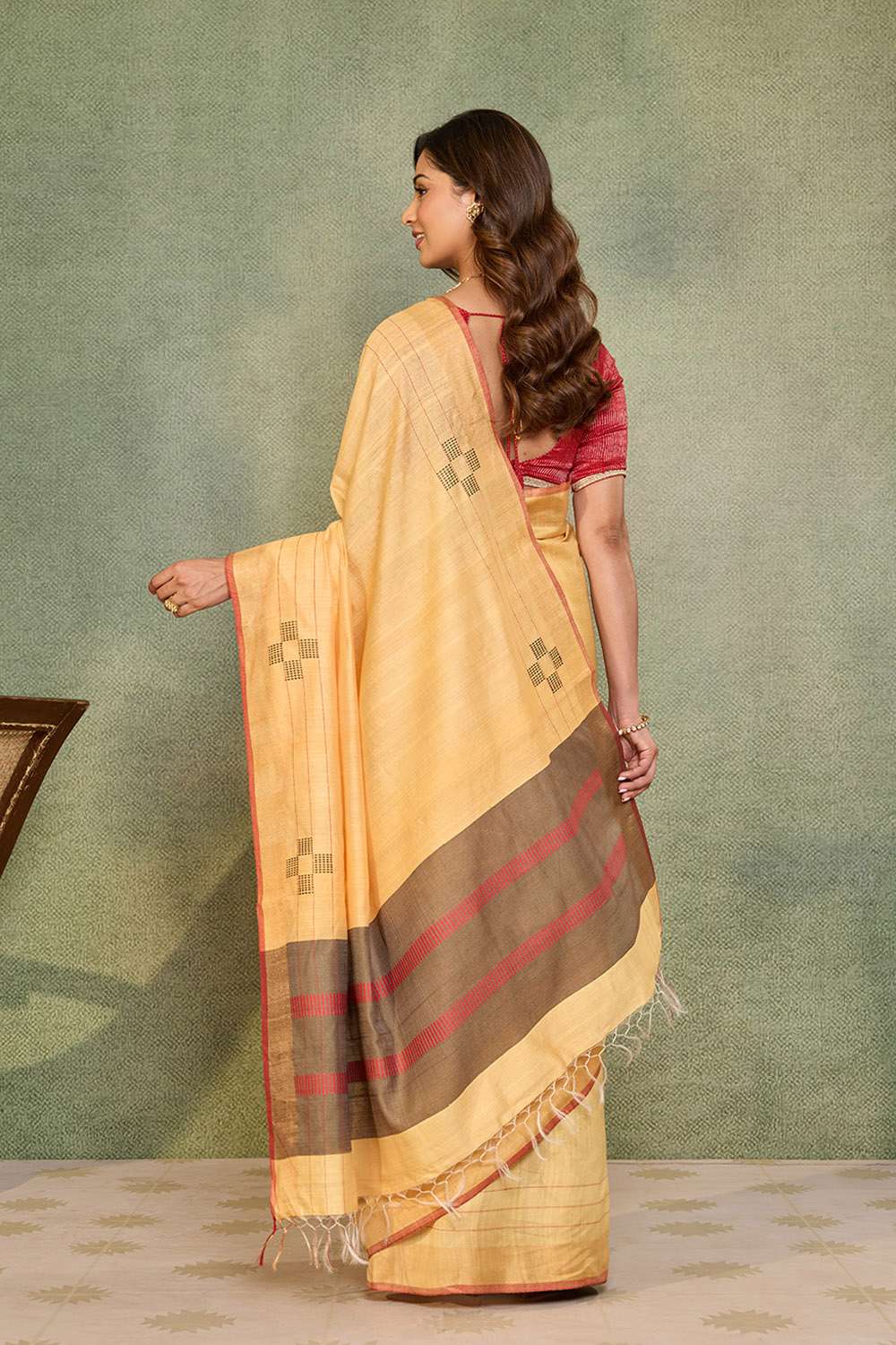 Light Orange Bhagalpur Woven Silk Viscose Saree image number null