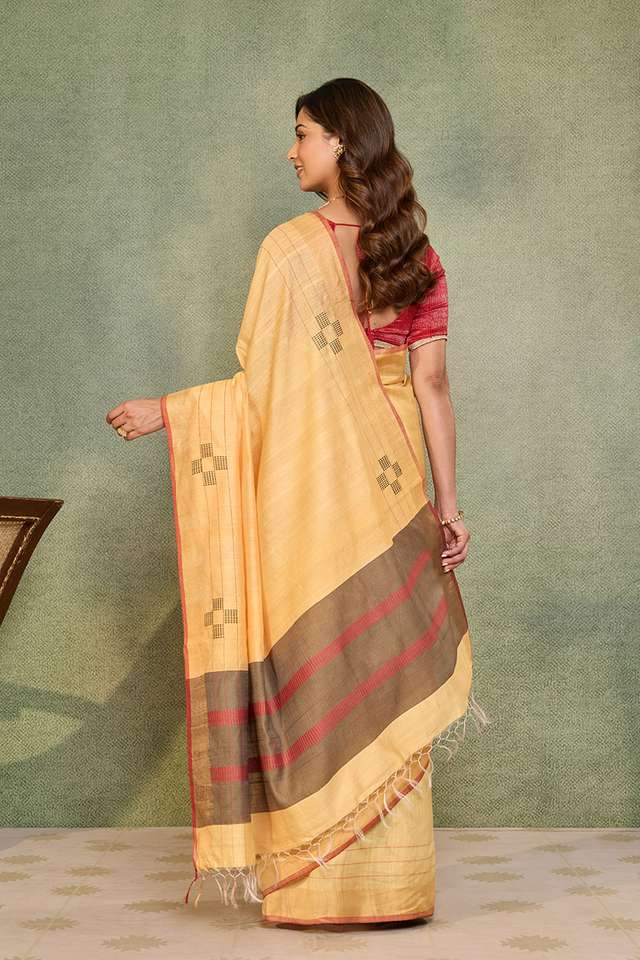 Light Orange Bhagalpur Woven Silk Viscose Saree thumbnail image number null