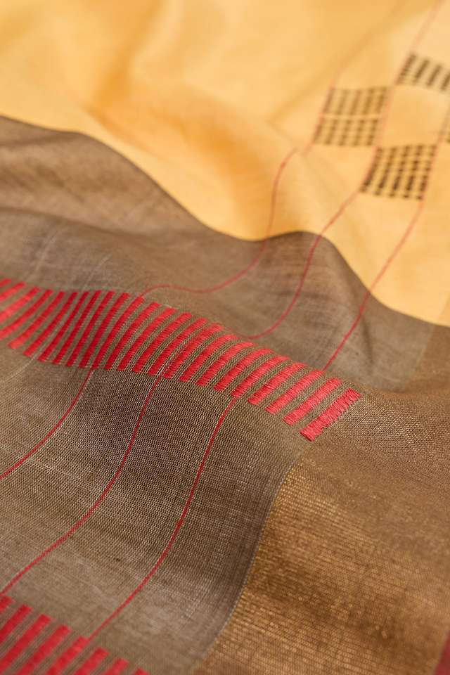 Light Orange Bhagalpur Woven Silk Viscose Saree thumbnail image number null