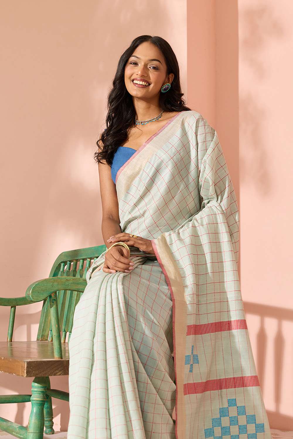 Light Blue Woven Silk Viscose Bhagalpur Saree image number null