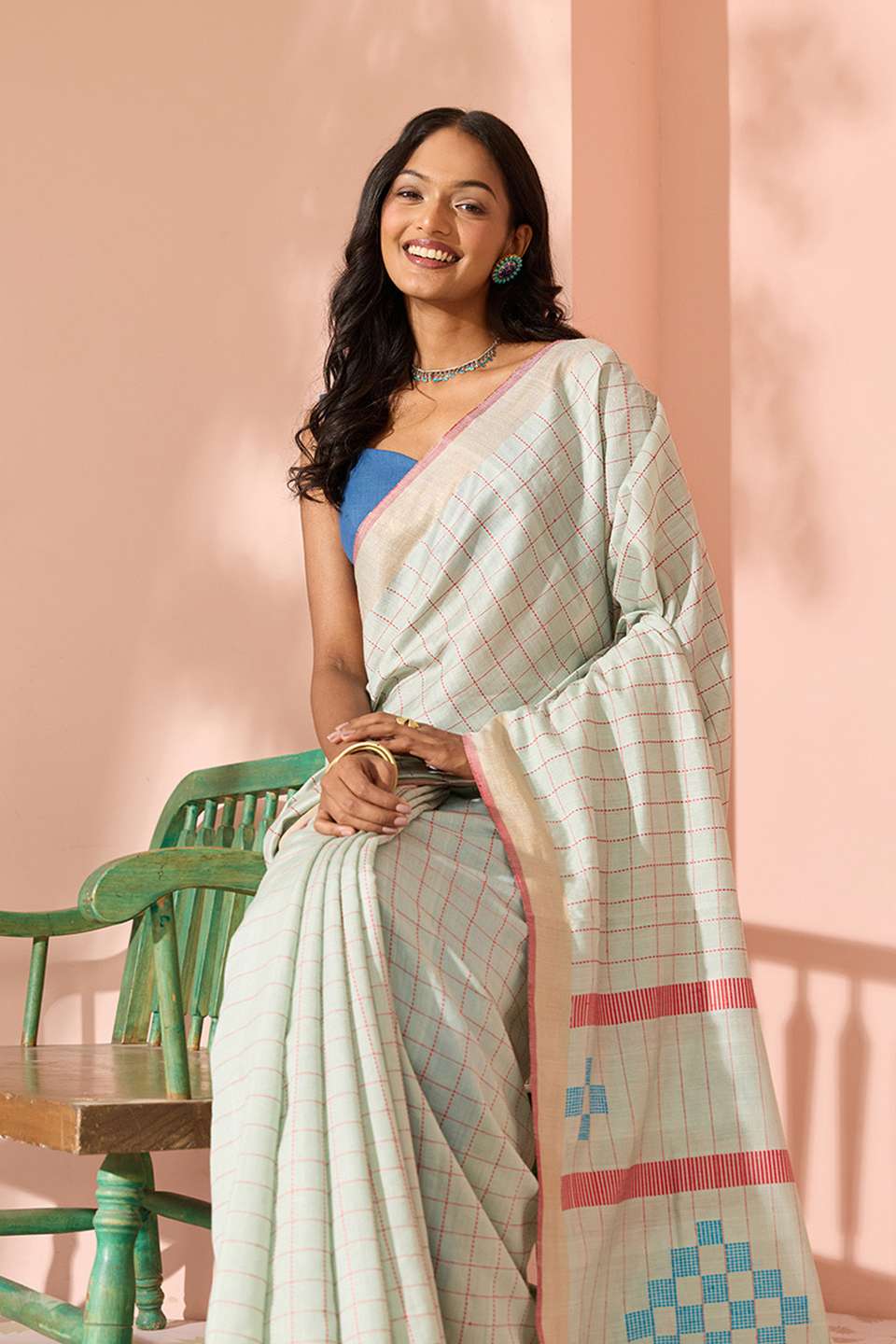 Light Blue Woven Silk Viscose Bhagalpur Saree