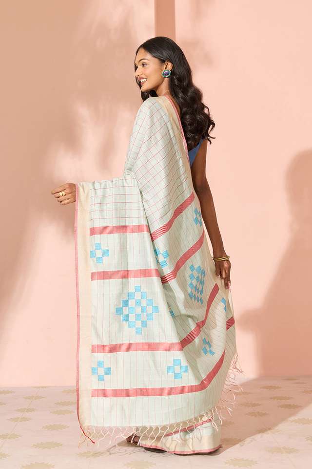 Light Blue Woven Silk Viscose Bhagalpur Saree thumbnail image number null