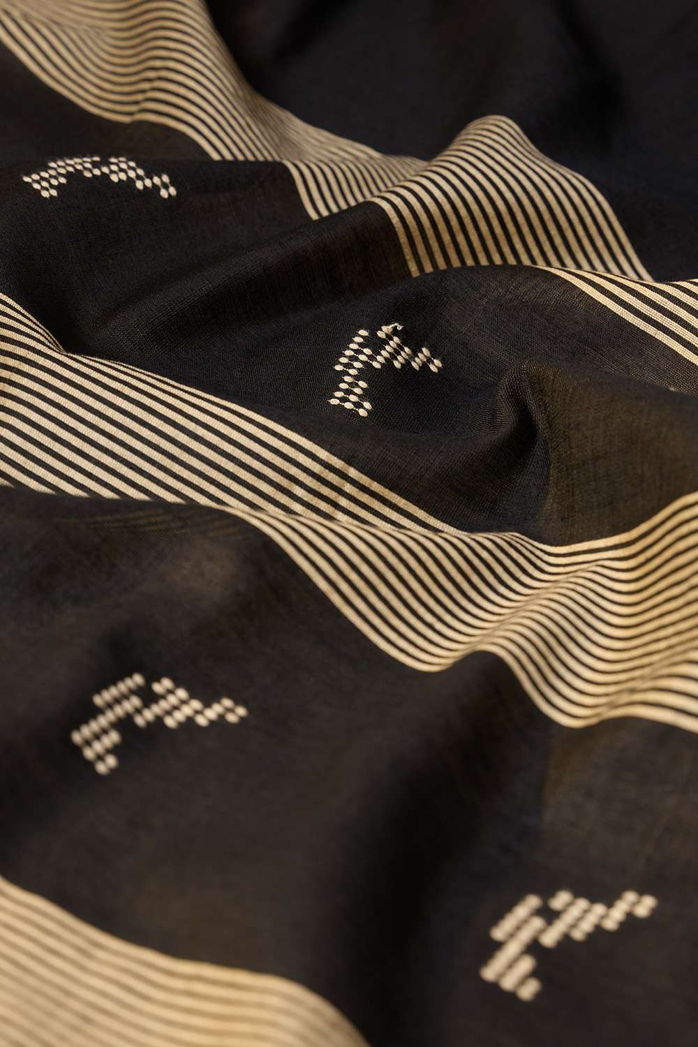 Black Bhagalpur Woven Silk Viscose Saree image number null
