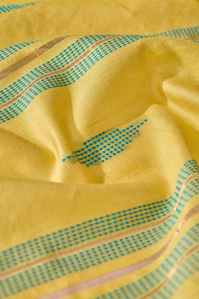 Yellow Woven Silk Viscose Bhagalpur Saree thumbnail image number null