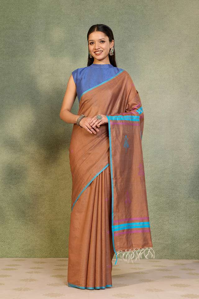Brown Bhagalpur Woven Silk Viscose Saree image number
