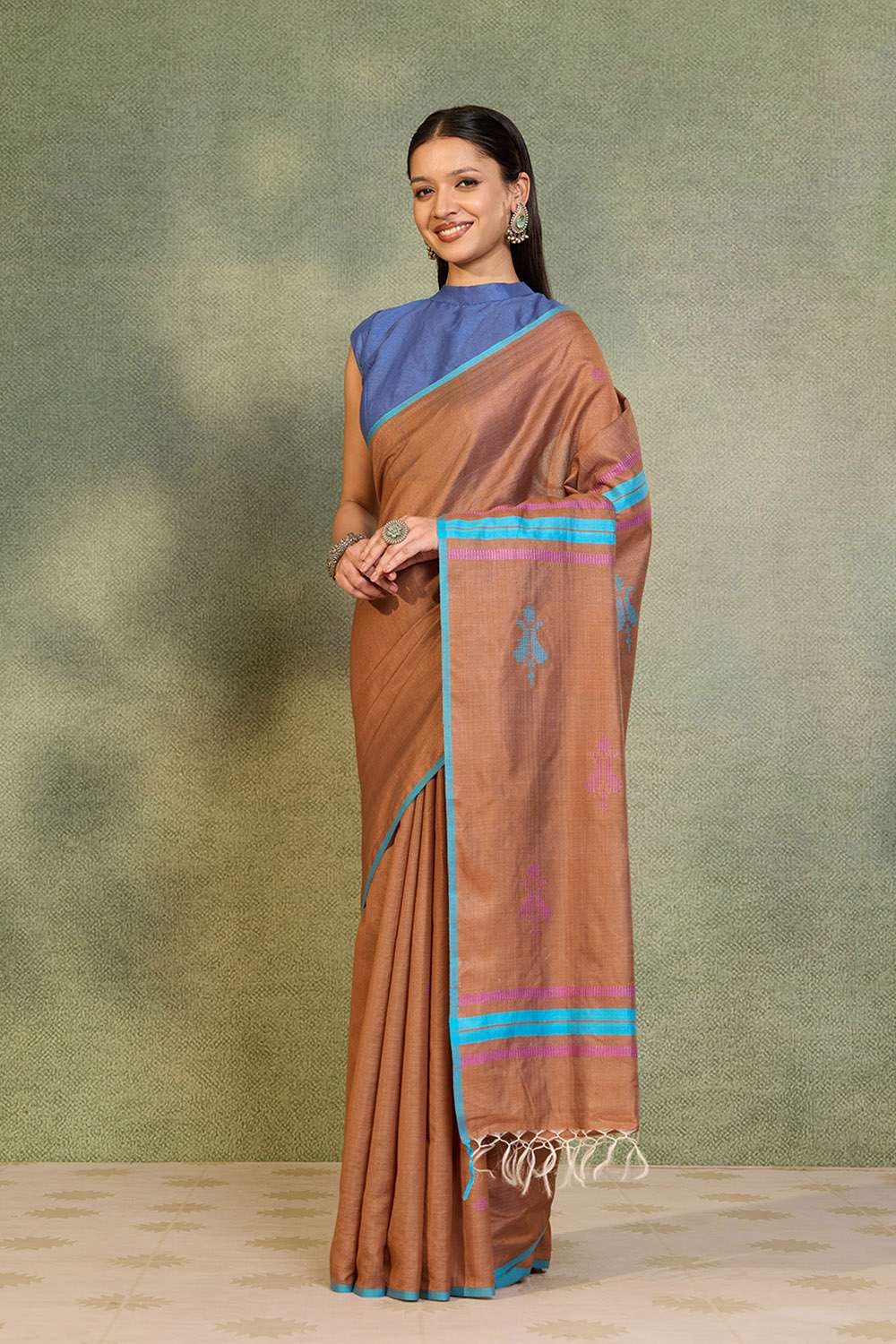 Brown Bhagalpur Woven Silk Viscose Saree image number null