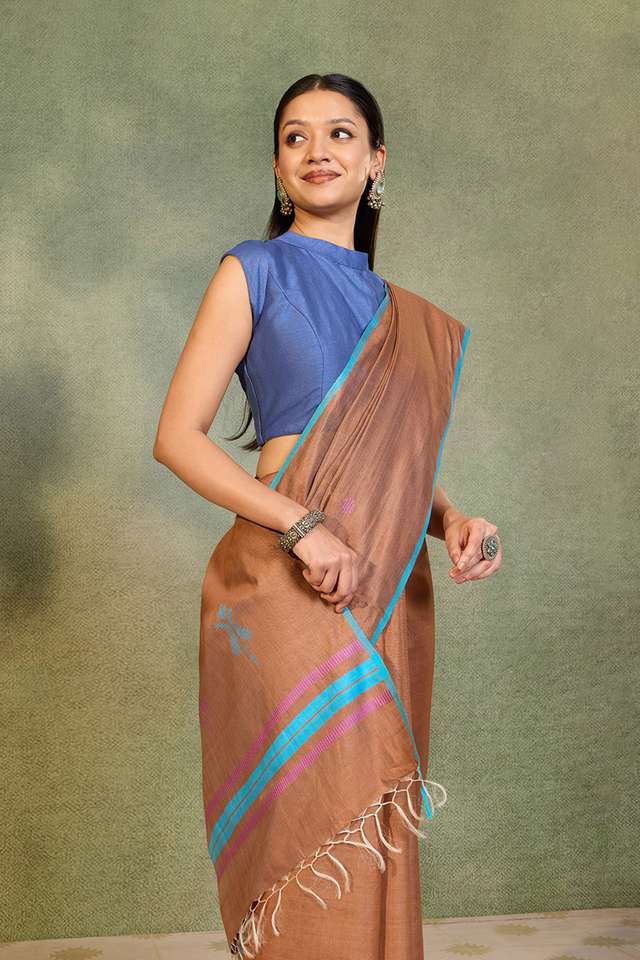 Brown Bhagalpur Woven Silk Viscose Saree thumbnail image number null
