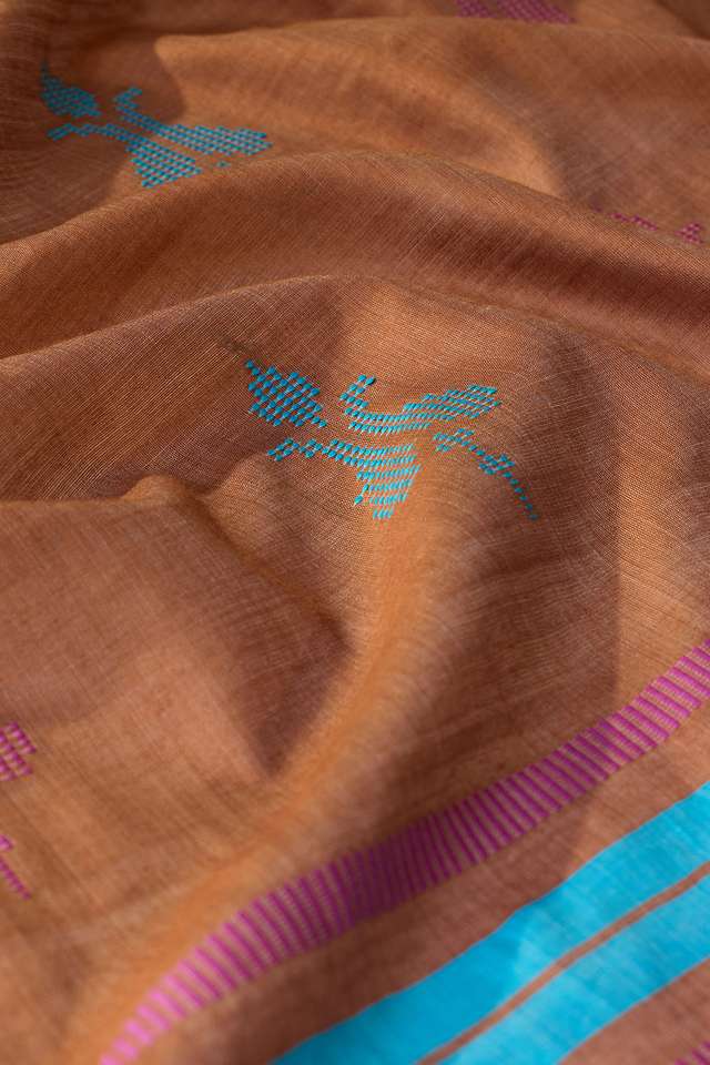 Brown Bhagalpur Woven Silk Viscose Saree thumbnail image number null