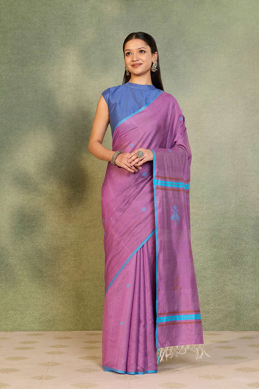 Light Violet Bhagalpur Woven Silk Viscose Saree image number null