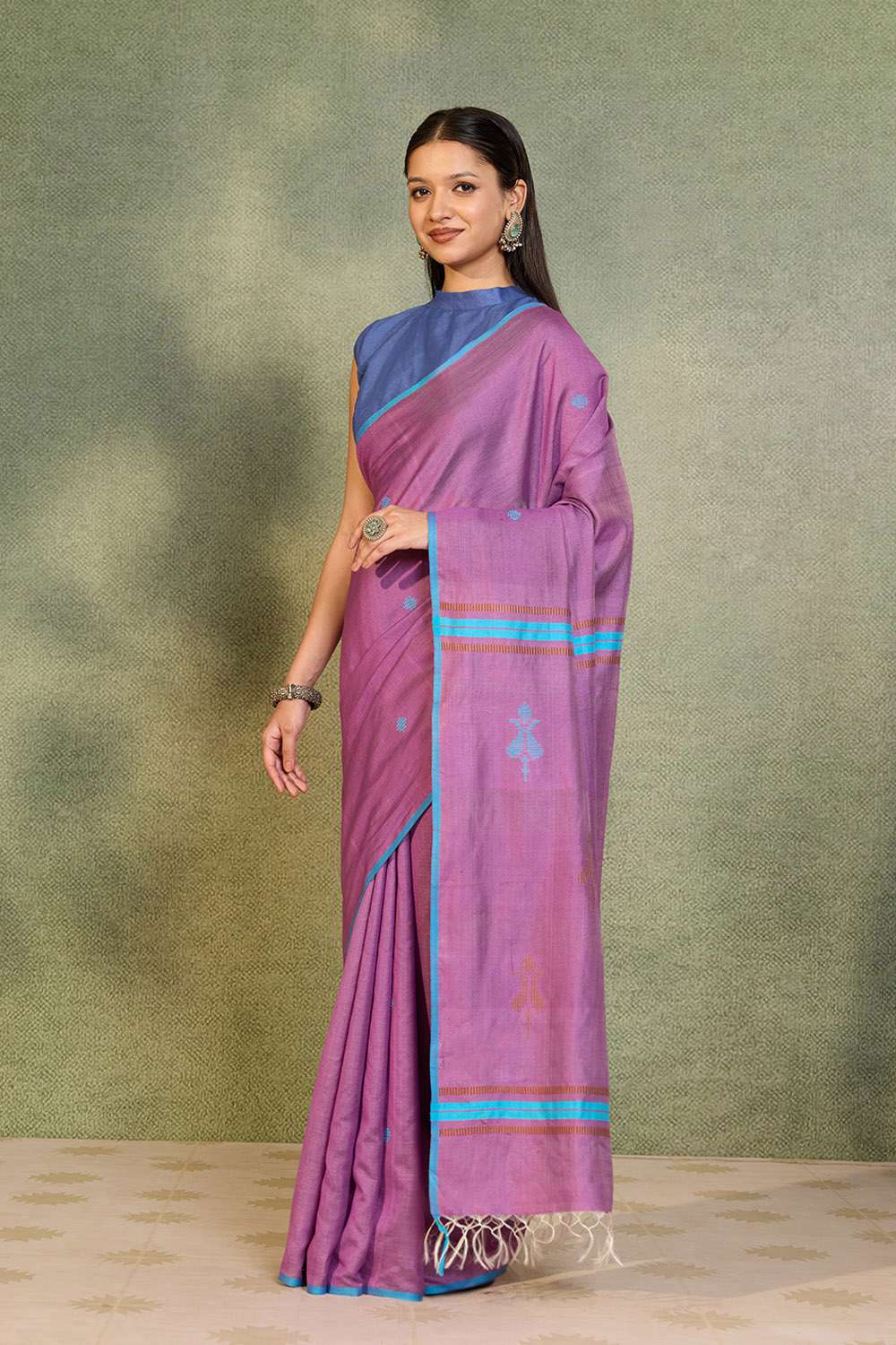 Light Violet Bhagalpur Woven Silk Viscose Saree image number null