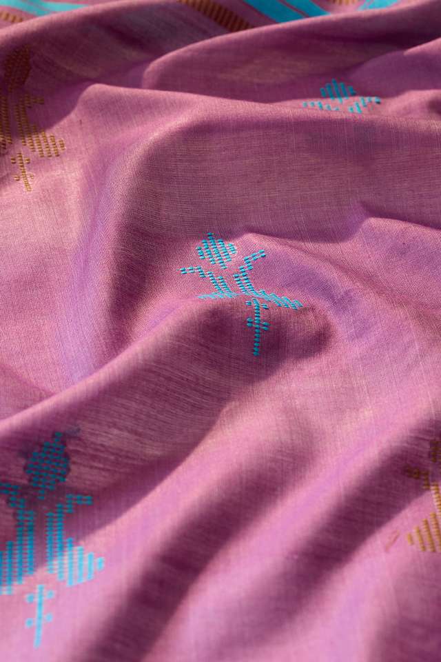 Light Violet Bhagalpur Woven Silk Viscose Saree thumbnail image number null