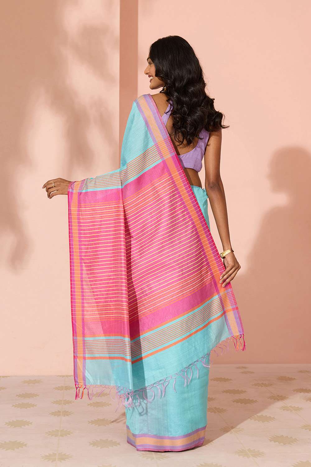 Blue Woven Silk Viscose Bhagalpur Saree image number null