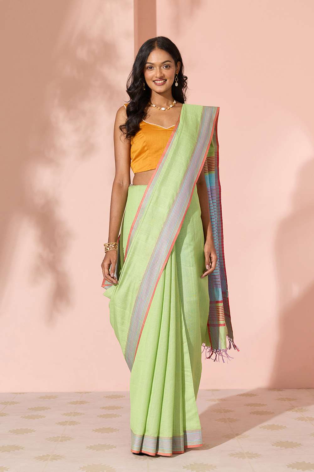Green Woven Silk Viscose Bhagalpur Saree image number null