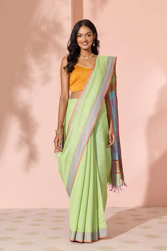 Green Woven Silk Viscose Bhagalpur Saree thumbnail image number null