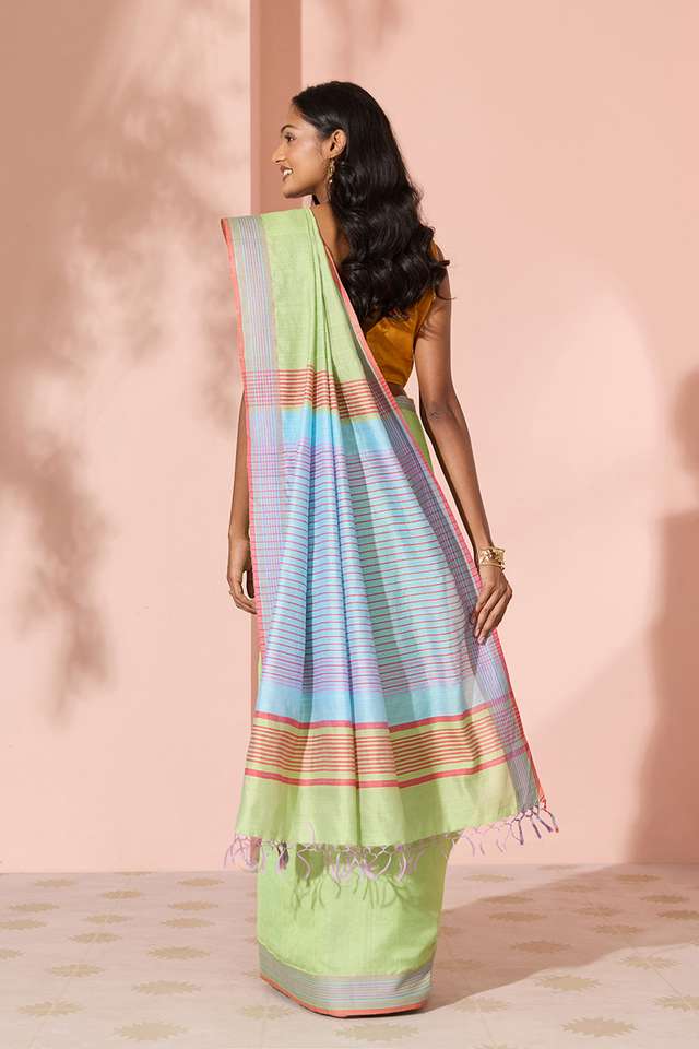 Green Woven Silk Viscose Bhagalpur Saree thumbnail image number null