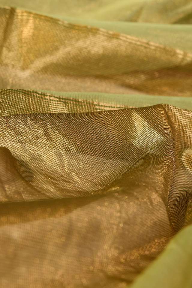 Light Green Woven Pure Tissue Cotton Maheshwari Saree thumbnail image number null