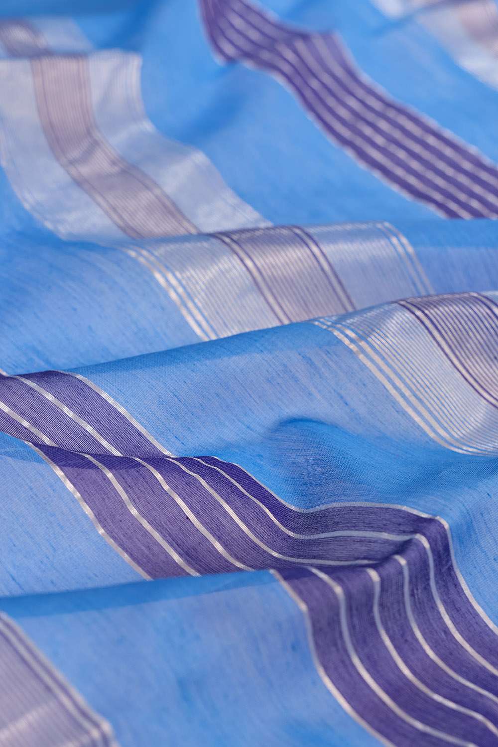 Light Blue Woven Pure Silk Cotton Maheshwari Saree image number null